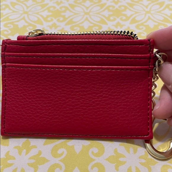 Juicy Couture Red Card Holder /Wallet Zip Top with Heart Charm NWOT Blingy Logo! - Picture 5 of 9